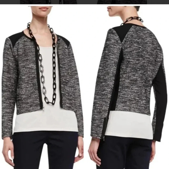 Eileen Fisher Tweedy Knitted Cotton Jacket - Picture 1 of 9